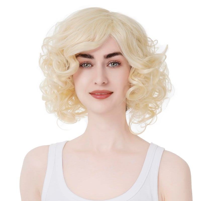Aimole Women Short Curly Wig Synthetic Hair Cosplay Costume Halloween Party Daily Everyday Wear Wig Heat Resistant (613E) - Image 2